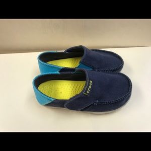 EUC Blue & Yellow Canvas Crocs size 10/11